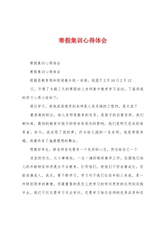 寒假集训心得体会