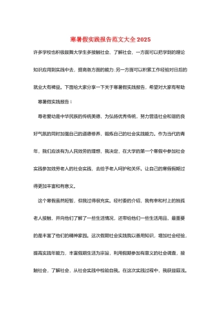 寒暑假实践报告范文大全2025
