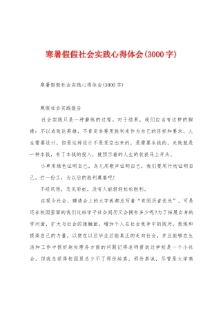 寒暑假假社会实践心得体会