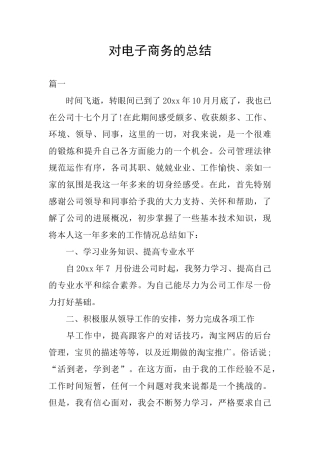 对电子商务的总结