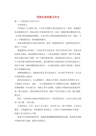 寻找生命的意义作文