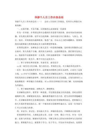 导游个人月工作内容总结