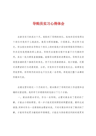 导购员实习心得体会