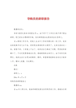 导购员的辞职报告