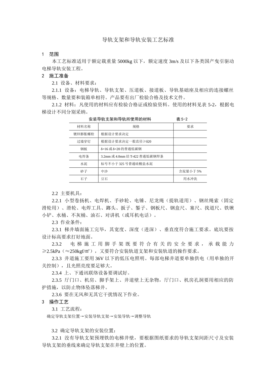 导轨支架和导轨安装工艺标准_第1页