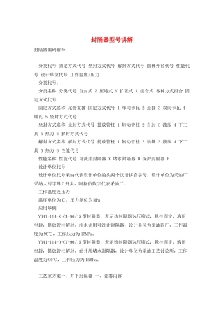 封隔器型号讲解