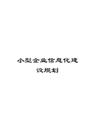 小型企业信息化建设规划模板