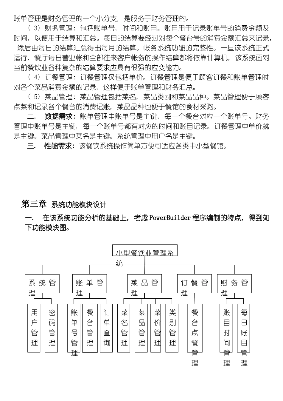 小型餐饮管理系统数据库设计报告需要的下载积分更低模板_第3页