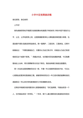 小学中层竞聘演讲稿