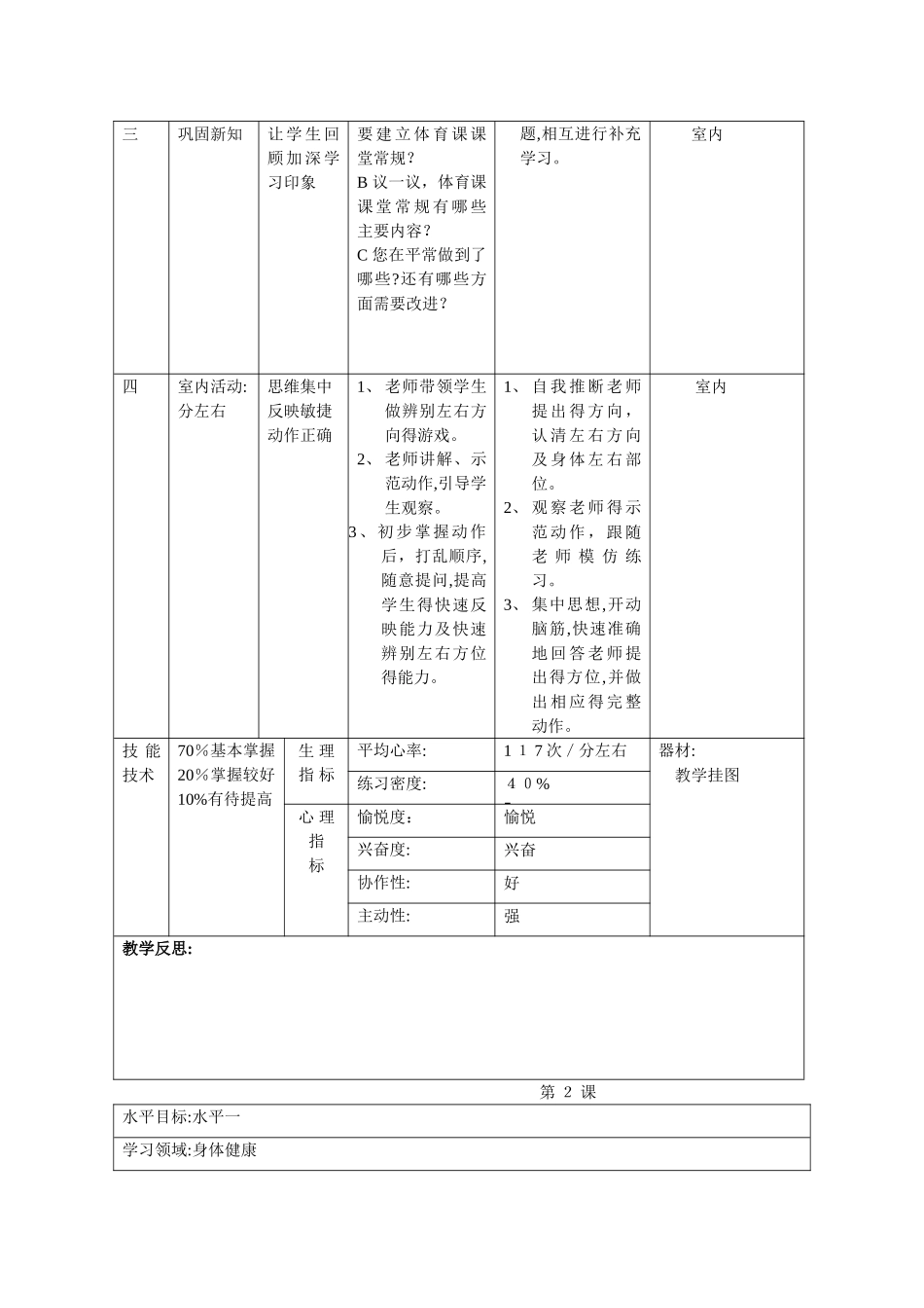小学二年级体育全套教案_第2页