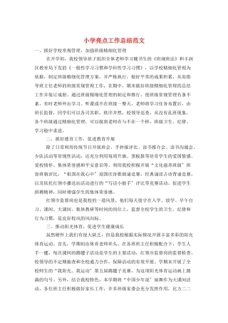 小学亮点工作总结范文