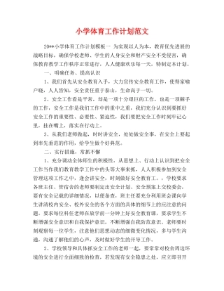 小学体育工作计划范文