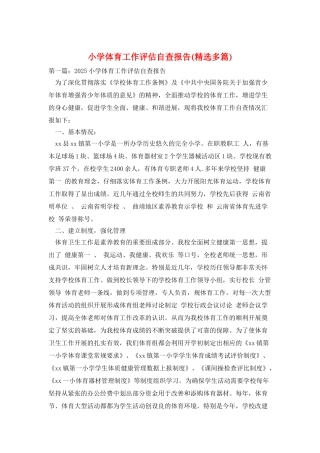 小学体育工作评估自查报告