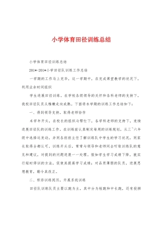 小学体育田径训练总结