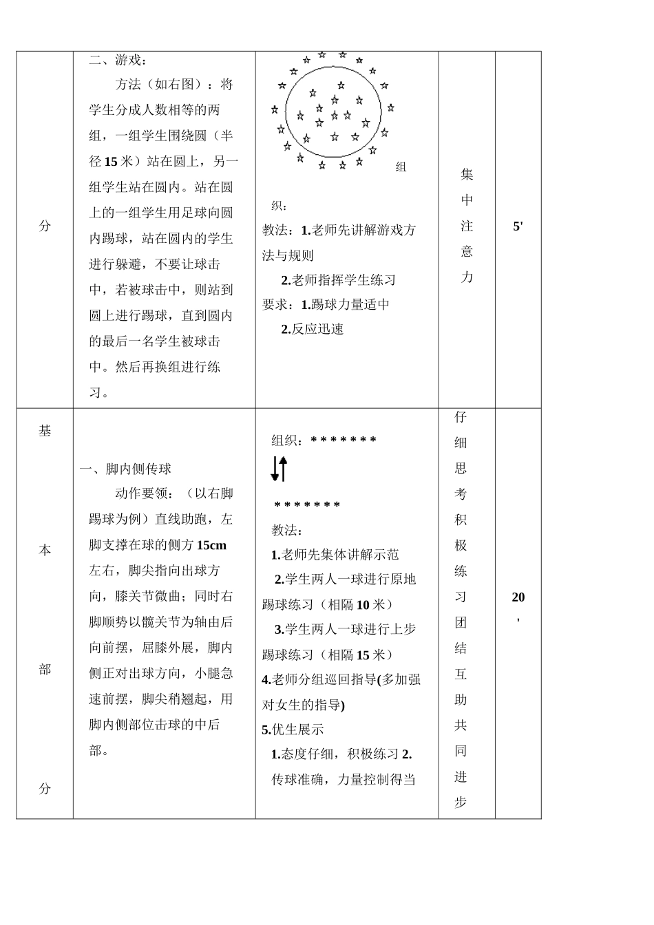 小学体育足球-脚内侧踢球教案_第3页
