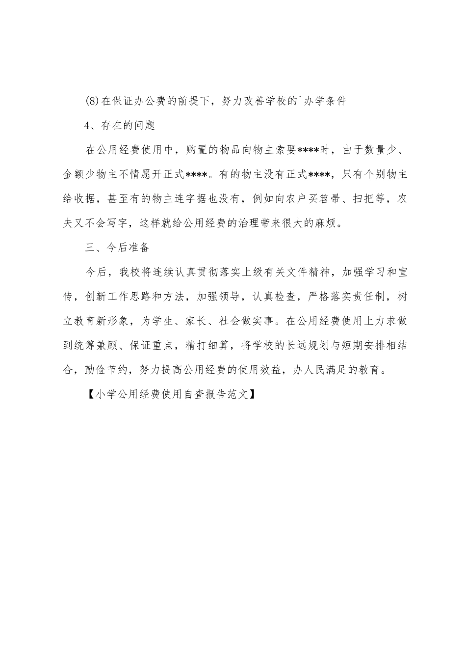 小学公用经费使用自查报告_第3页