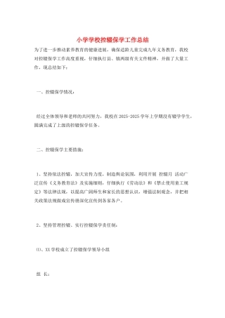 小学学校控辍保学工作总结