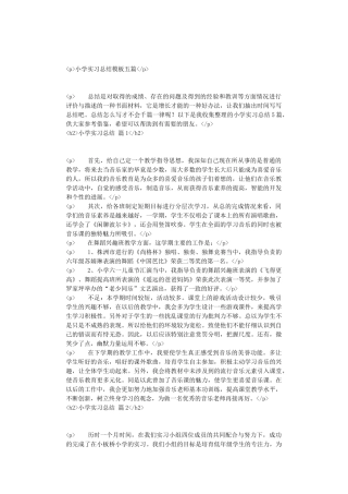 小学实习总结模板五篇