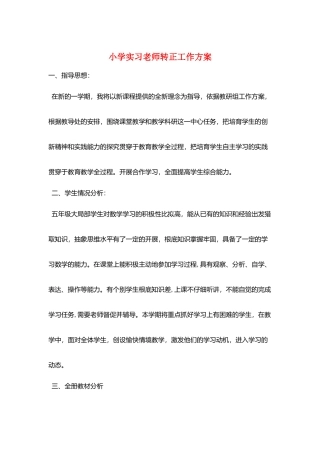 小学实习教师转正工作计划