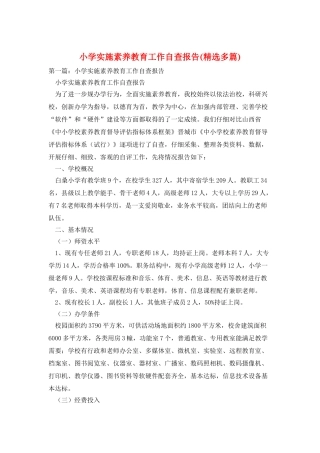 小学实施素质教育工作自查报告