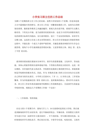 小学实习班主任的工作总结
