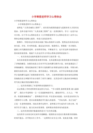 小学寒假教师学习心得体会