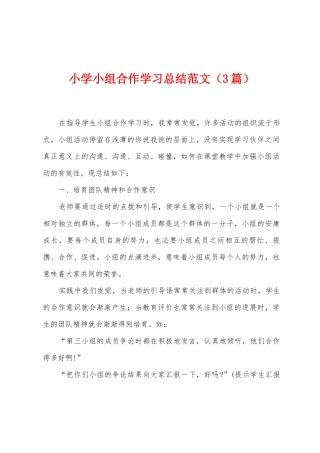 小学小组合作学习总结范文