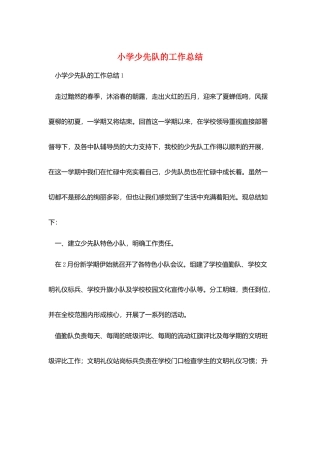 小学少先队的工作总结