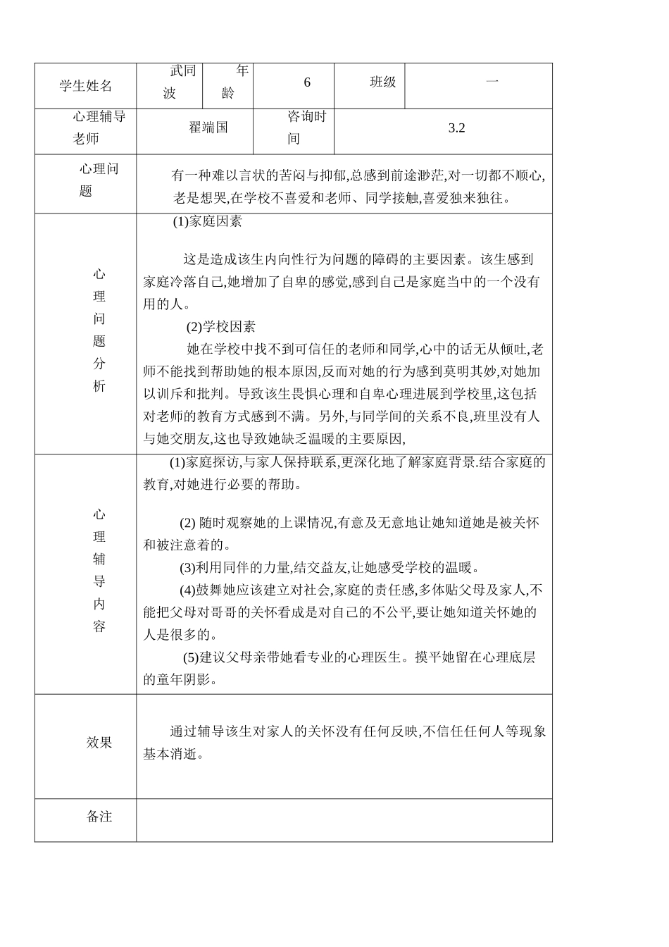 小学心理咨询记录表01895_第2页
