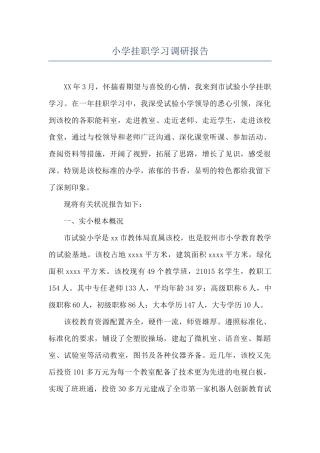 小学挂职学习调研报告