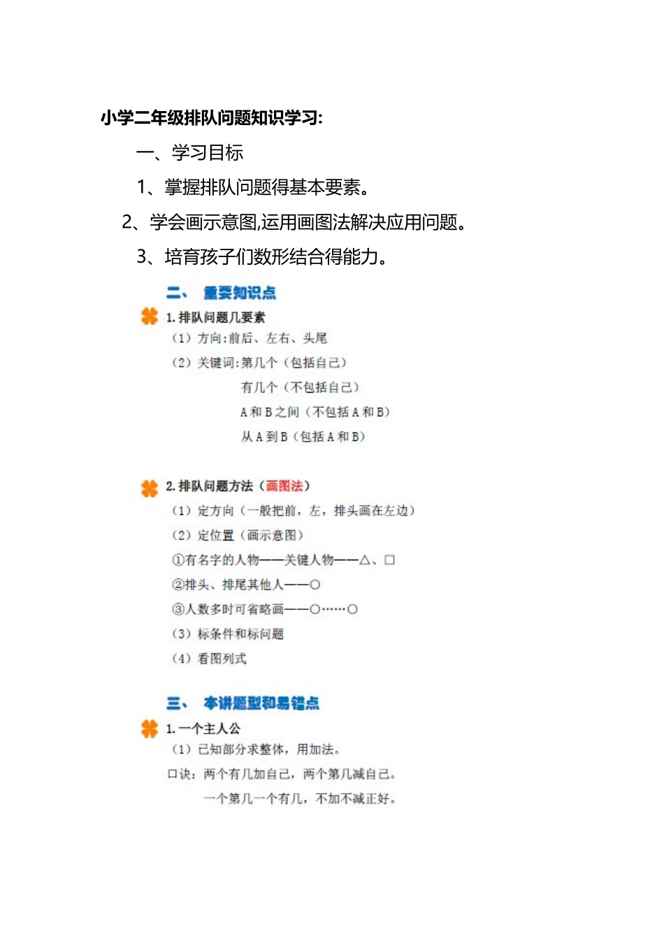 小学排队问题知识要点及练习_第1页
