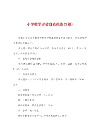 小学教学评估自查报告