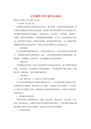 小学教师工作计划汇总2025