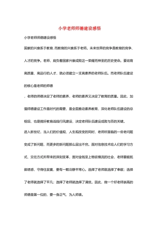 小学教师师德建设感悟