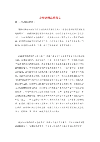 小学教师总结范文