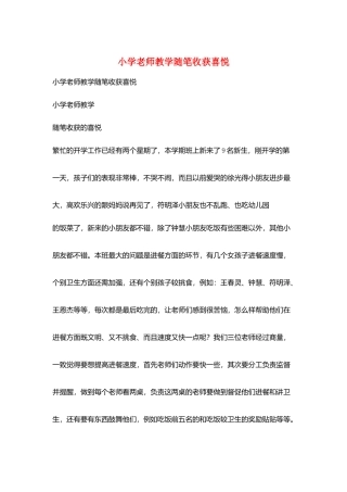 小学教师教学随笔收获喜悦