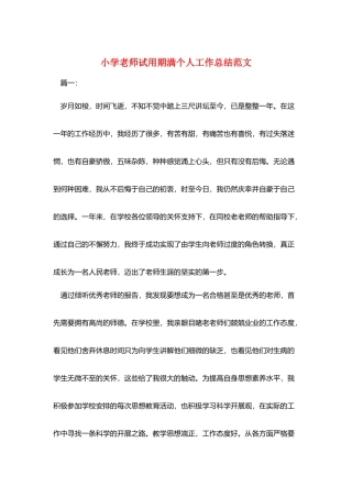 小学教师试用期满个人工作总结范文