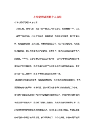 小学教师试用期个人总结