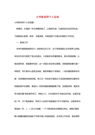 小学新教师个人总结