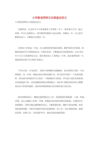 小学新教师转正自我鉴定范文