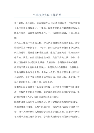 小学校少先队工作总结