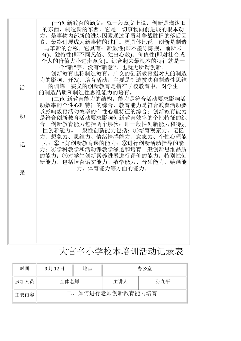 小学校本培训活动记录表59965_第2页