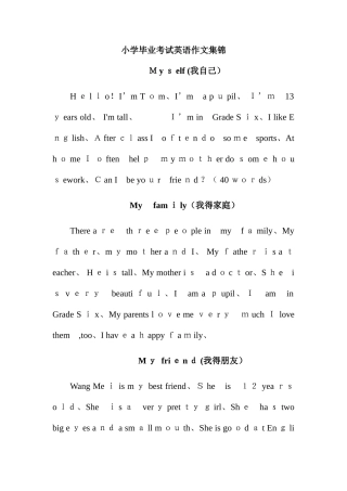 小学毕业考试英语作文集锦
