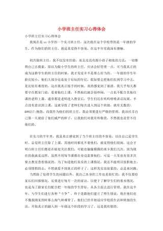 小学班主任实习心得体会