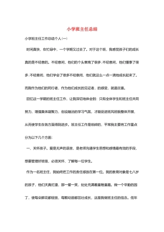 小学班主任总结