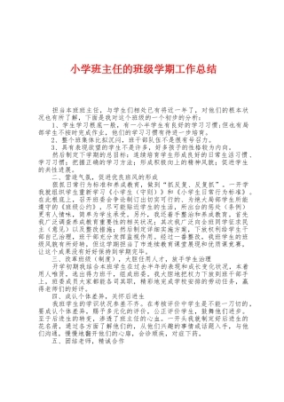 小学班主任的班级学期工作总结
