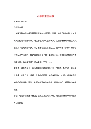小学班主任记事
