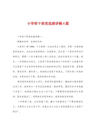 小学班干部竞选演讲稿4篇