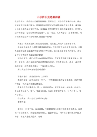 小学班长竞选演讲稿