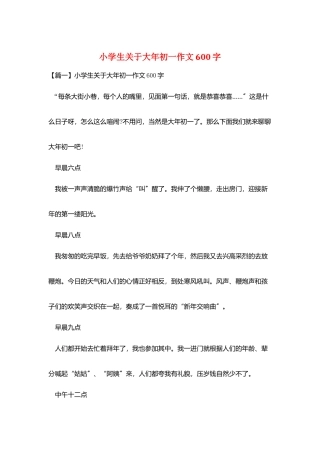 小学生关于大年初一作文600字